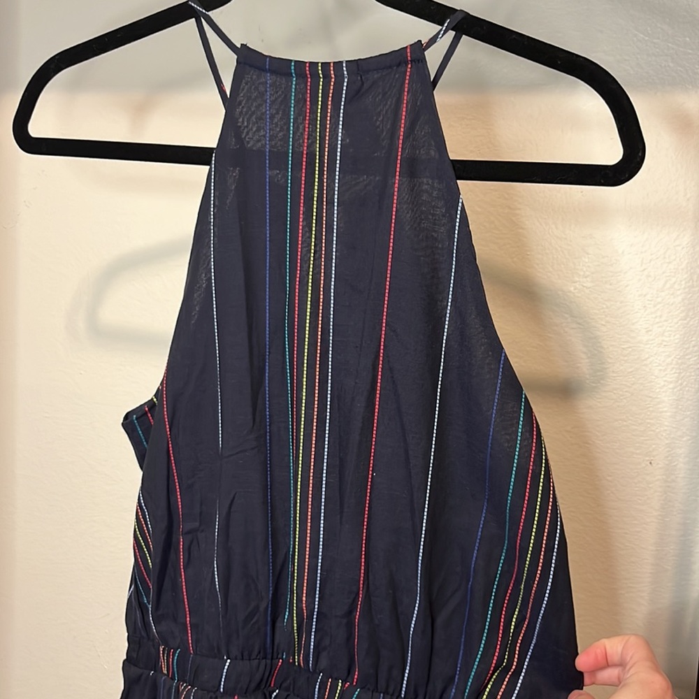 NWOT Anthropologie Dolan Stripe Multicolor Blue Tie Keyhole Front Jumpsuit small - Picture 12 of 12